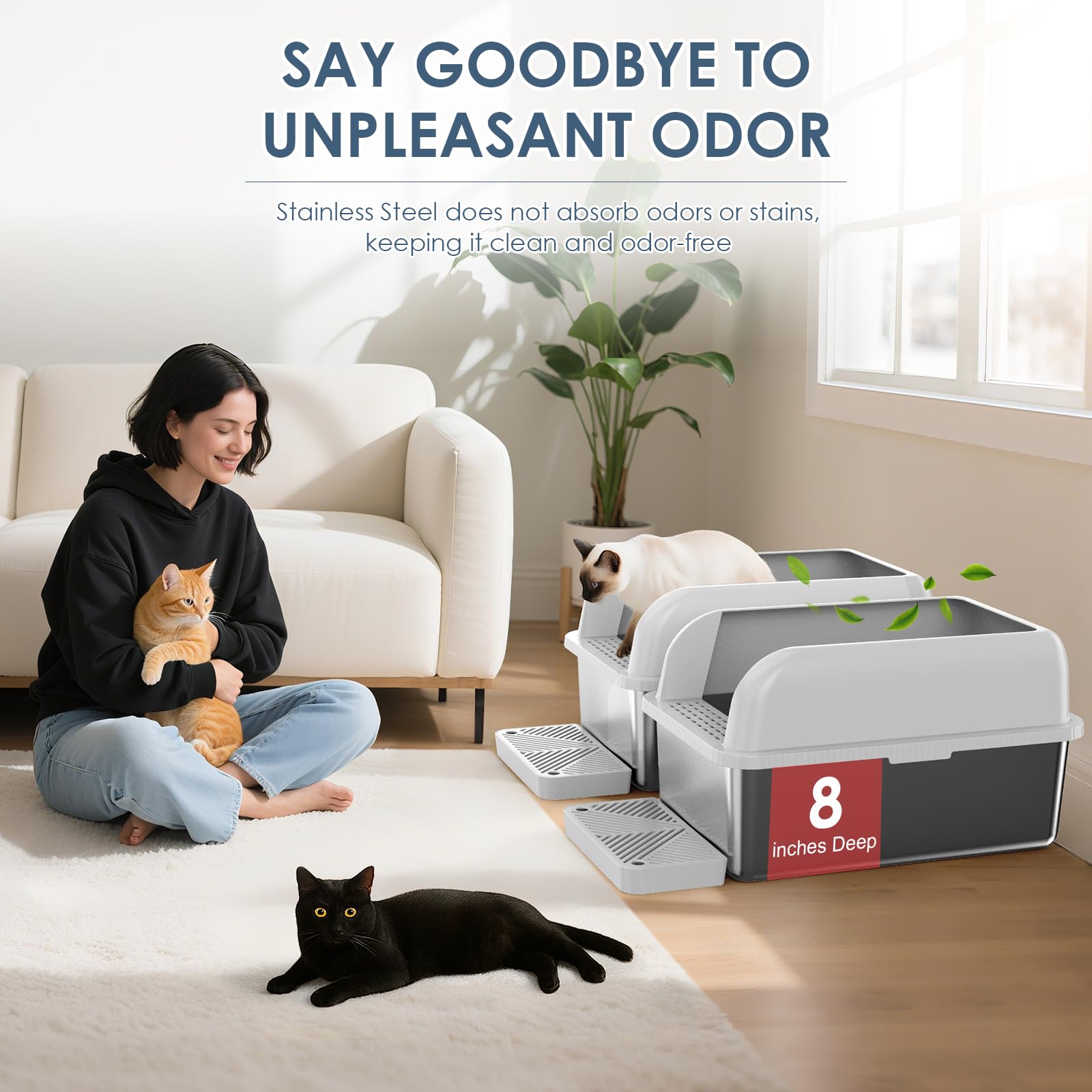 Suzzipaws footboard reduces litter tracking around the floor.