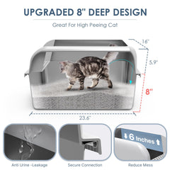 Suzzipaws high-wall stainless steel litter box reduces splashes and waste.