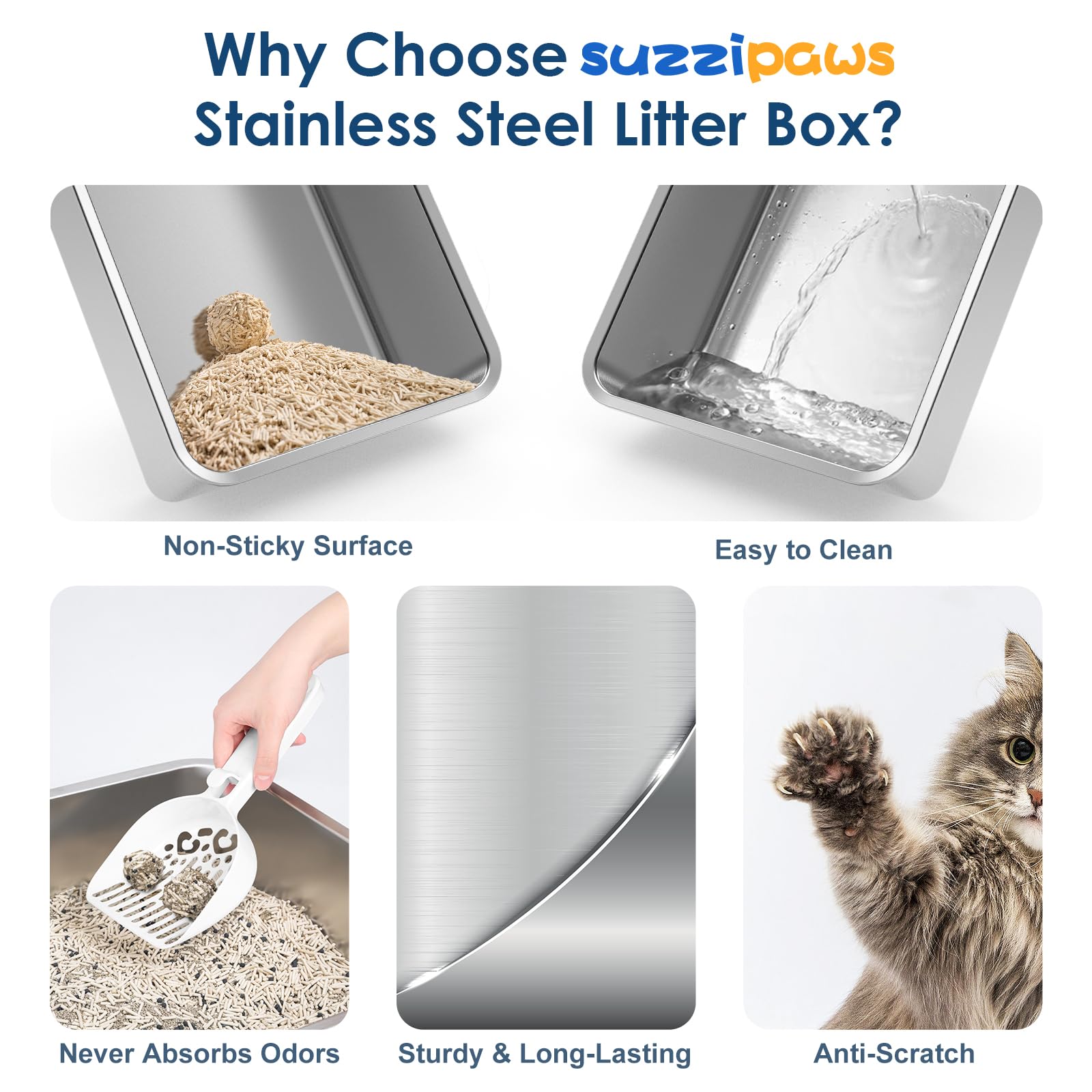 Suzzipaws litter scoop included for quick maintenance.