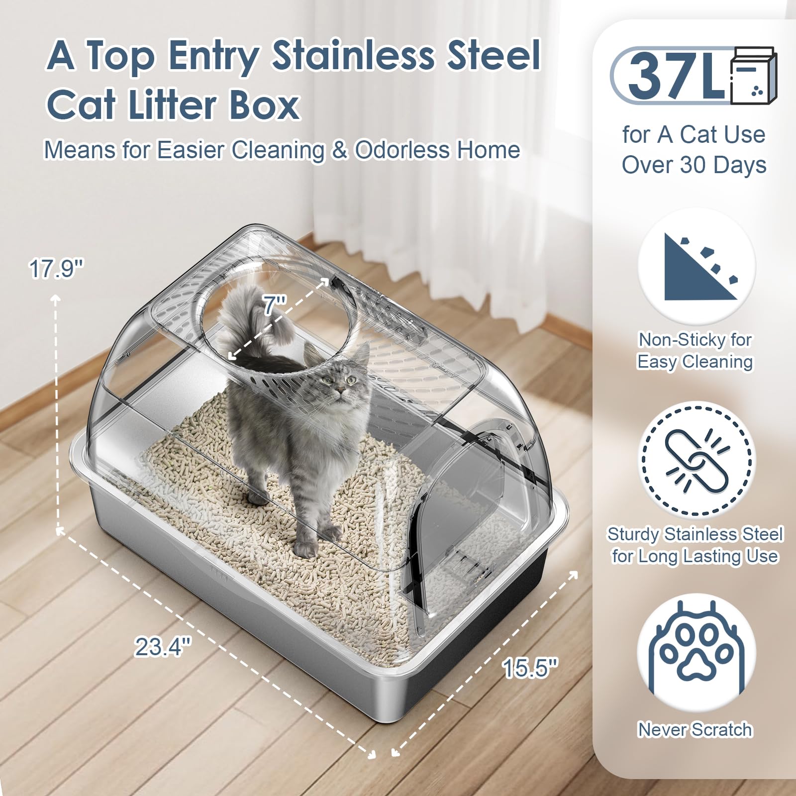 Suzzipaws top-entry litterbox with scoop and lid for easy cleaning