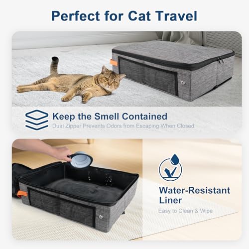 Suzzipaws-travel-litter-box-hard-bottom provides stability on car seats.