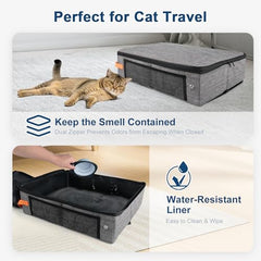 Suzzipaws-travel-litter-box-hard-bottom provides stability on car seats.