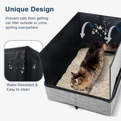 Suzzipaws-travel-litter-box-oxford-cloth shows durable, water-resistant fabric for journeys.