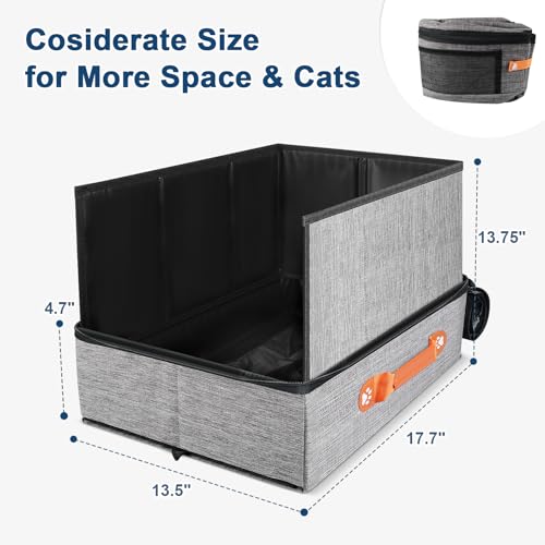 Suzzipaws travel-litter-box-pee-shield reduces litter scatter during trips.