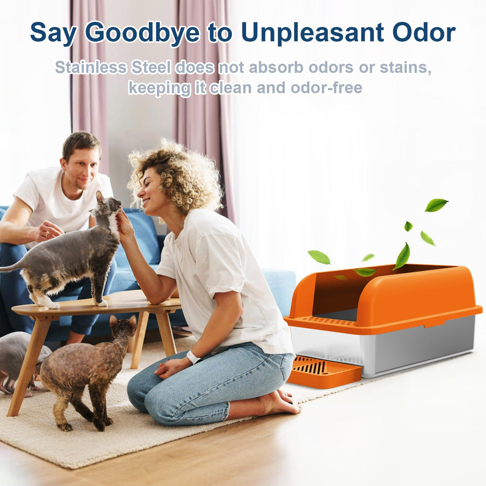 Suzzipaws foot-pedal and filter improve litter containment and reduce tracking.