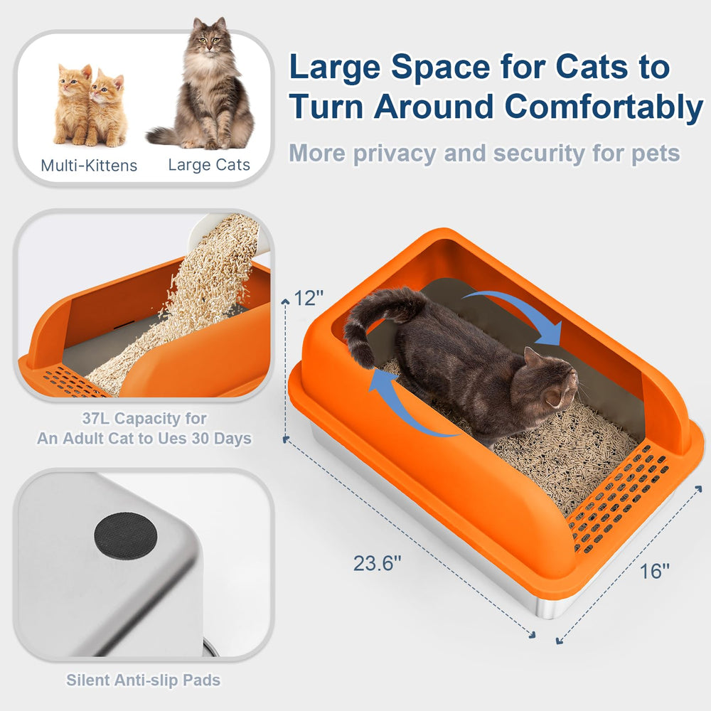 Suzzipaws XL high-sides 12in litter box prevents splash for busy cats.