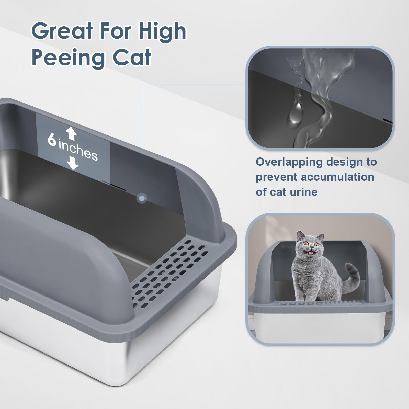 Suzzipaws XL litter box 23-6x16 inches offers ample space for big cats.