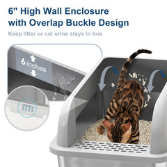 Suzzipaws XL litter pan, top-down view, privacy for big cats.
