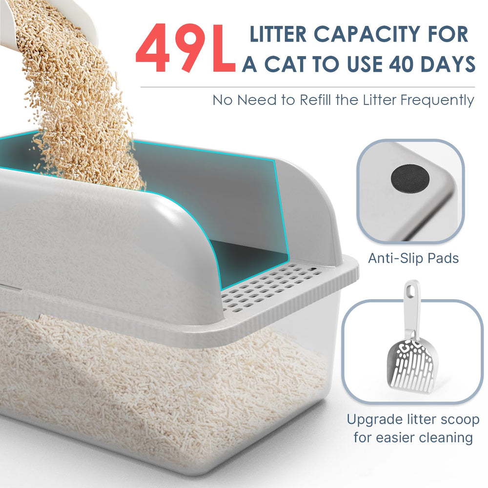 Suzzipaws XL stainless steel litter tray for big cats with ample space and privacy.