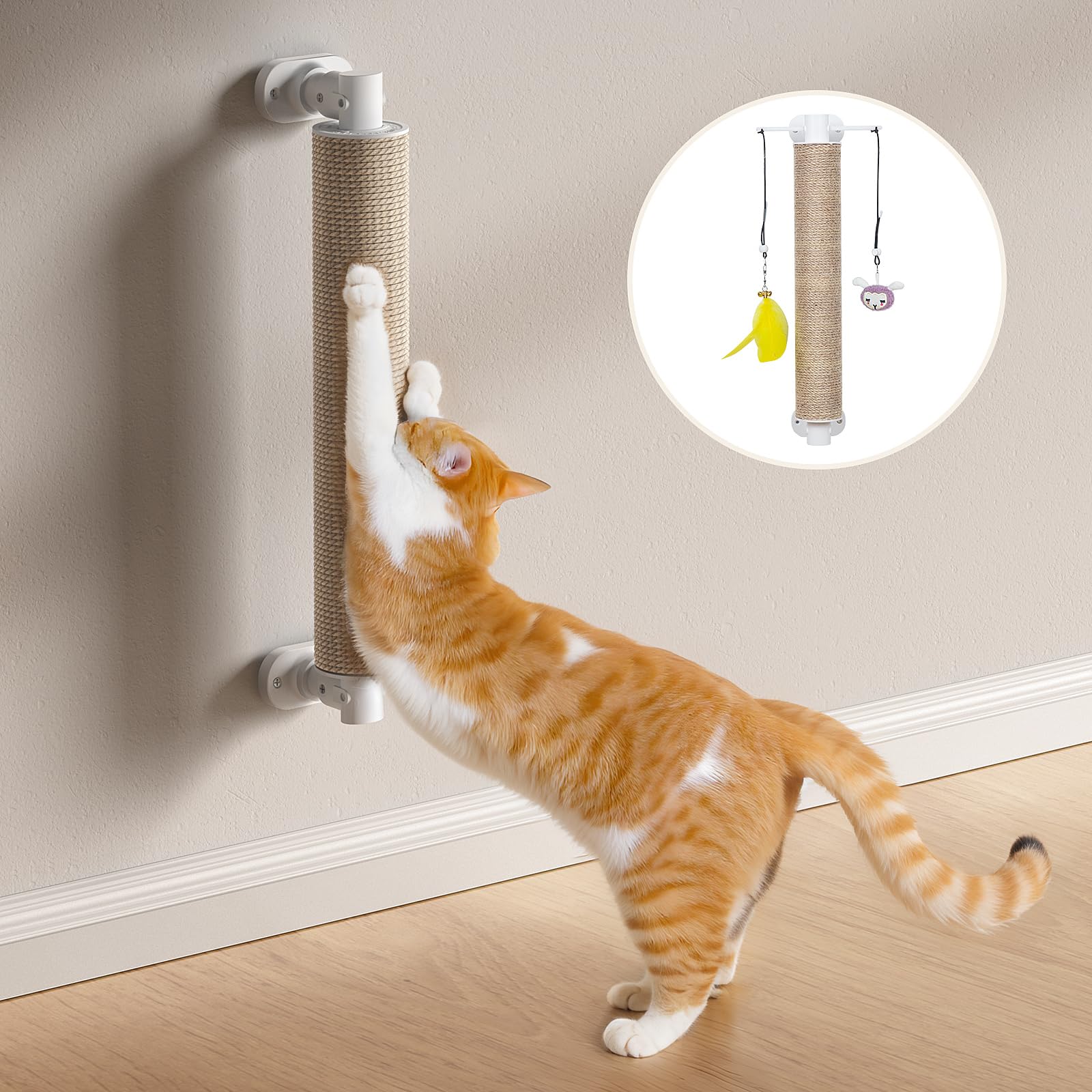 SVD.PET wall-mounted cat scratching post in 20.5-inch length, ideal for indoor scratching tasks.