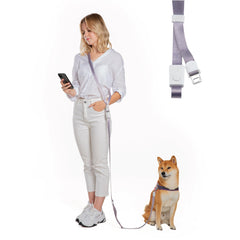 SVD.PET 4-in-1 crossbody leash worn for hands-free walking and multitasking.