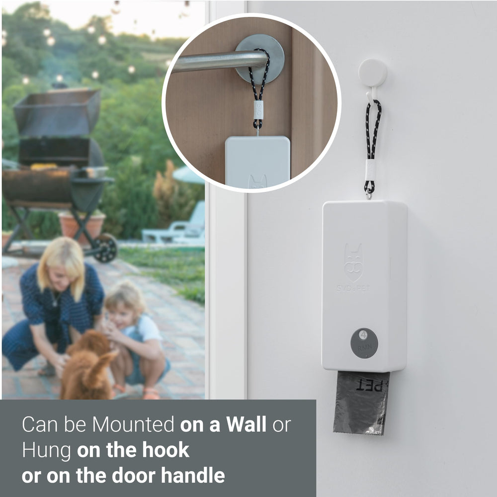 SVD.PET dog poop bag dispenser hanging strap enables versatile placement