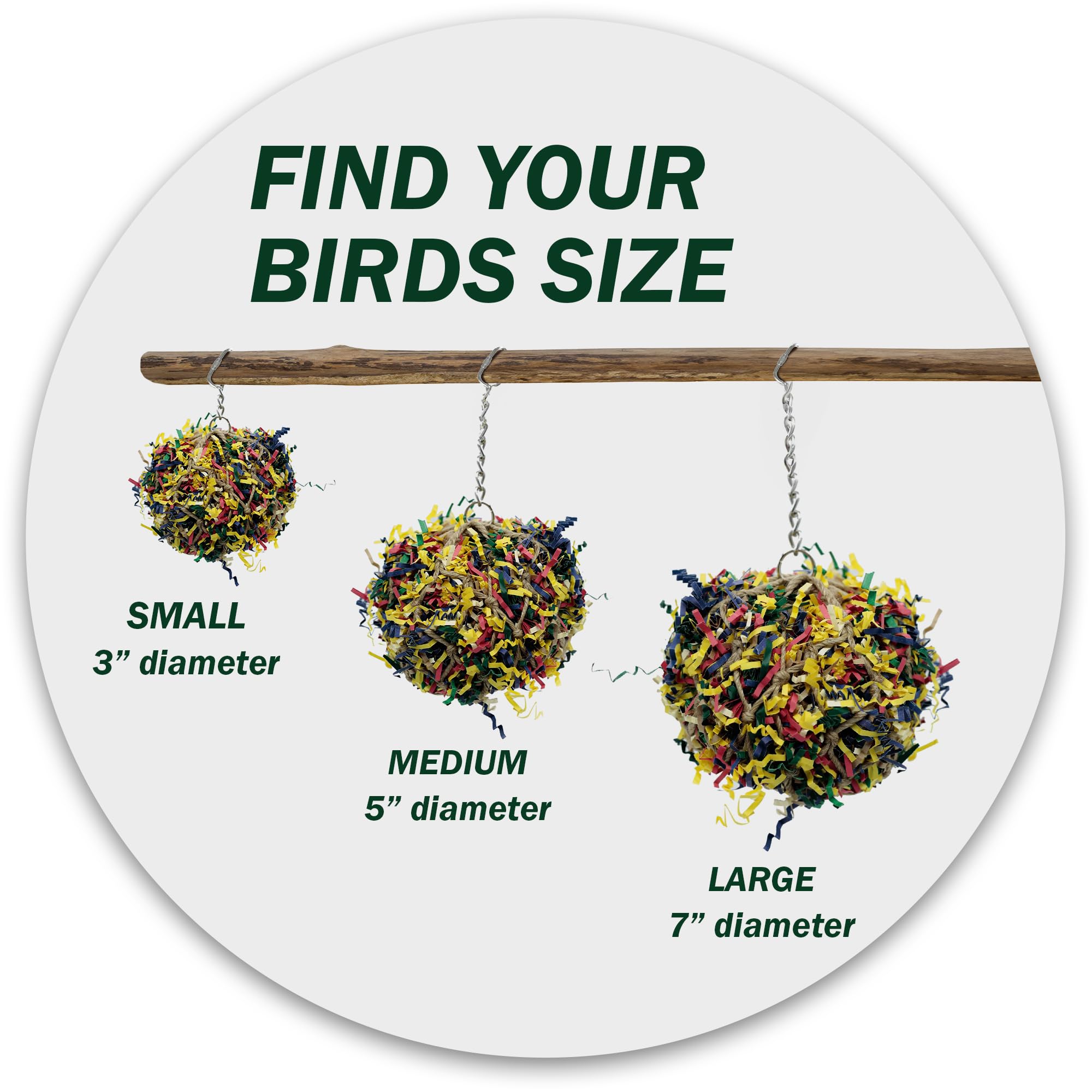 Sweet Feet and Beak 7in shredder ball three sizes available for different birds