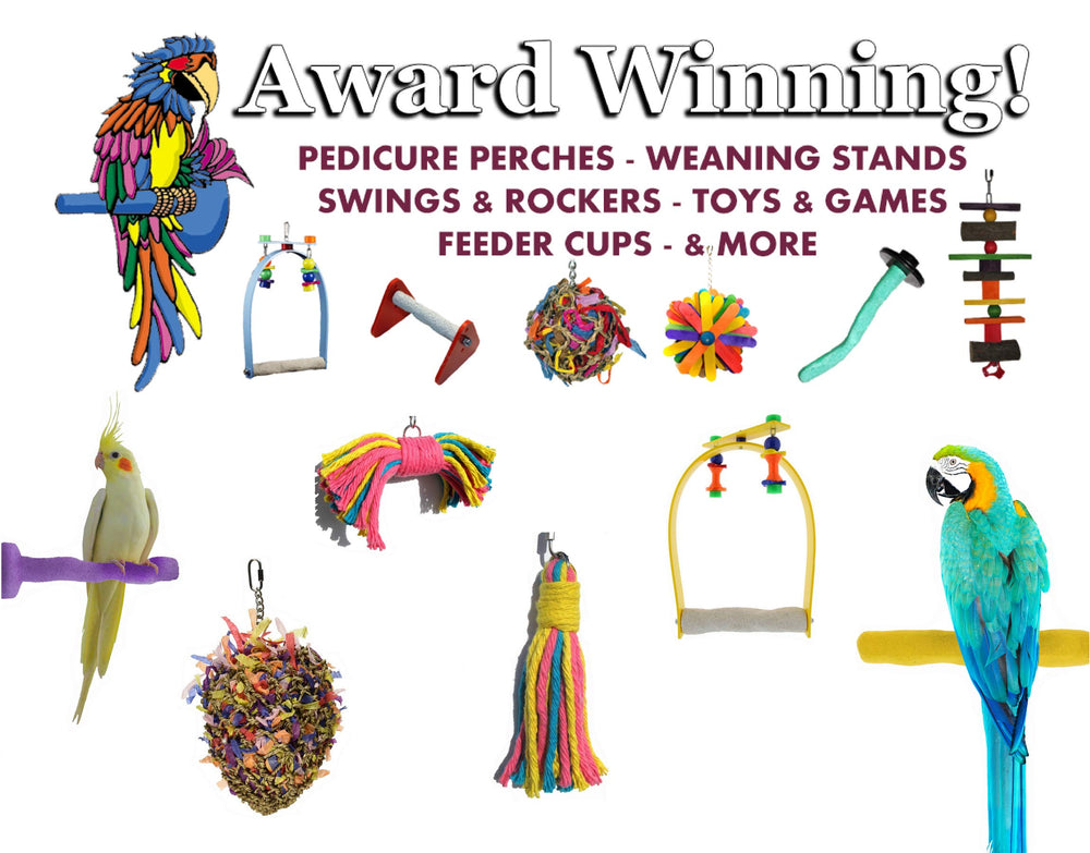 Sweet Feet and Beak made-in-usa perch prioritizes safety and quality in pet bird accessories.