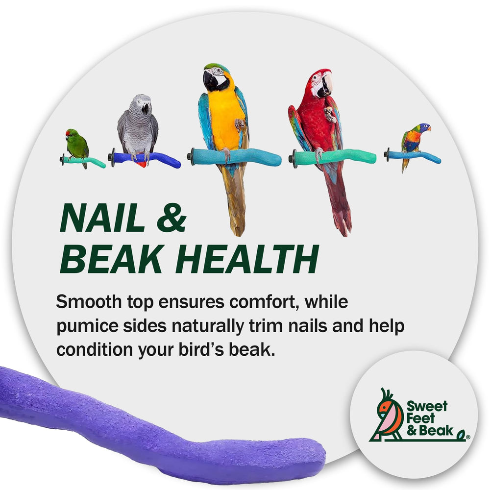 Sweet Feet & Beak safety pumice perch in cage demonstrates easy horizontal mounting