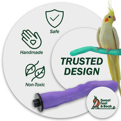 Sweet Feet & Beak safety pumice perch pumice coating closeup for natural grooming.