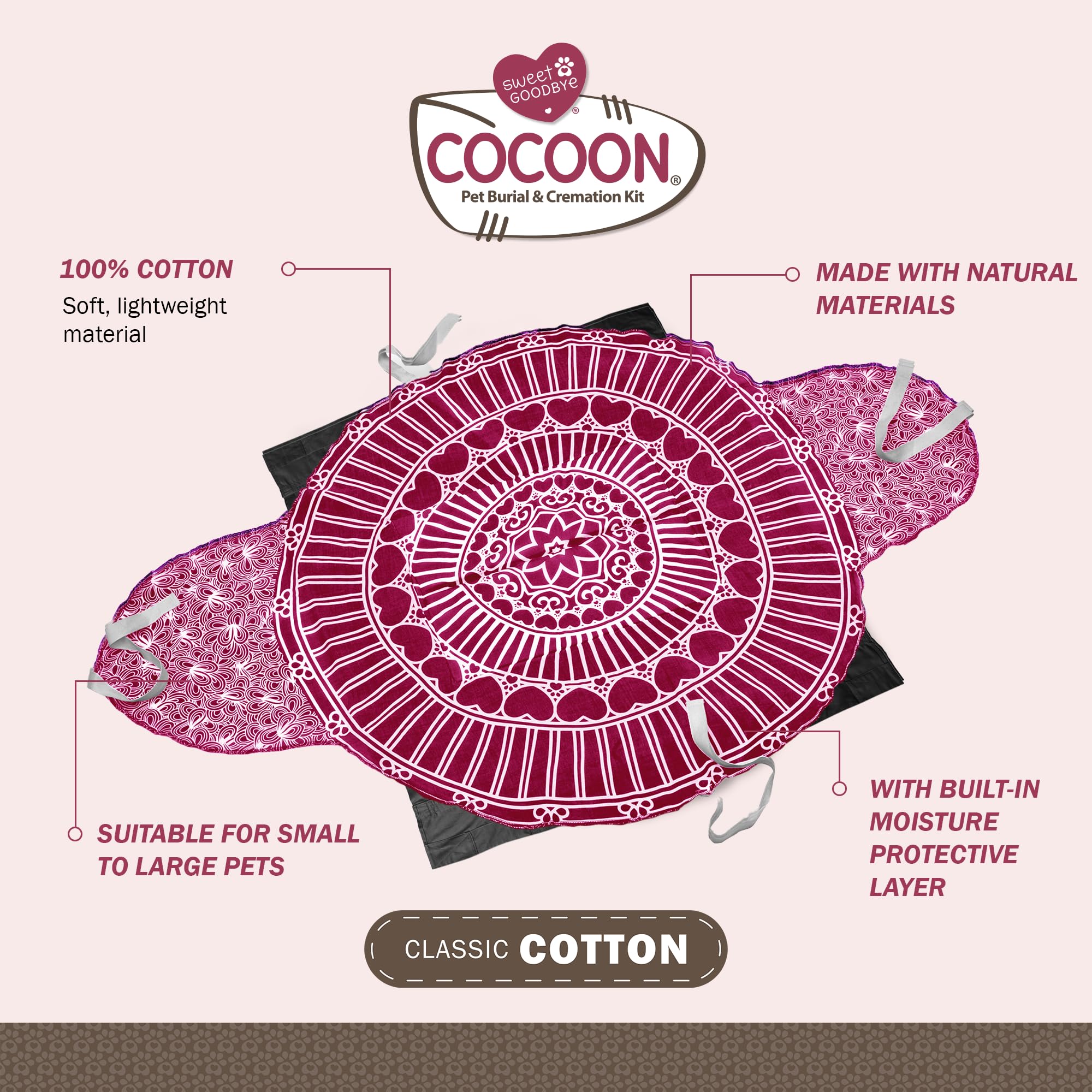 Sweet Goodbye Cocoon kit demonstrates eco-friendly materials for a natural memorial setup.