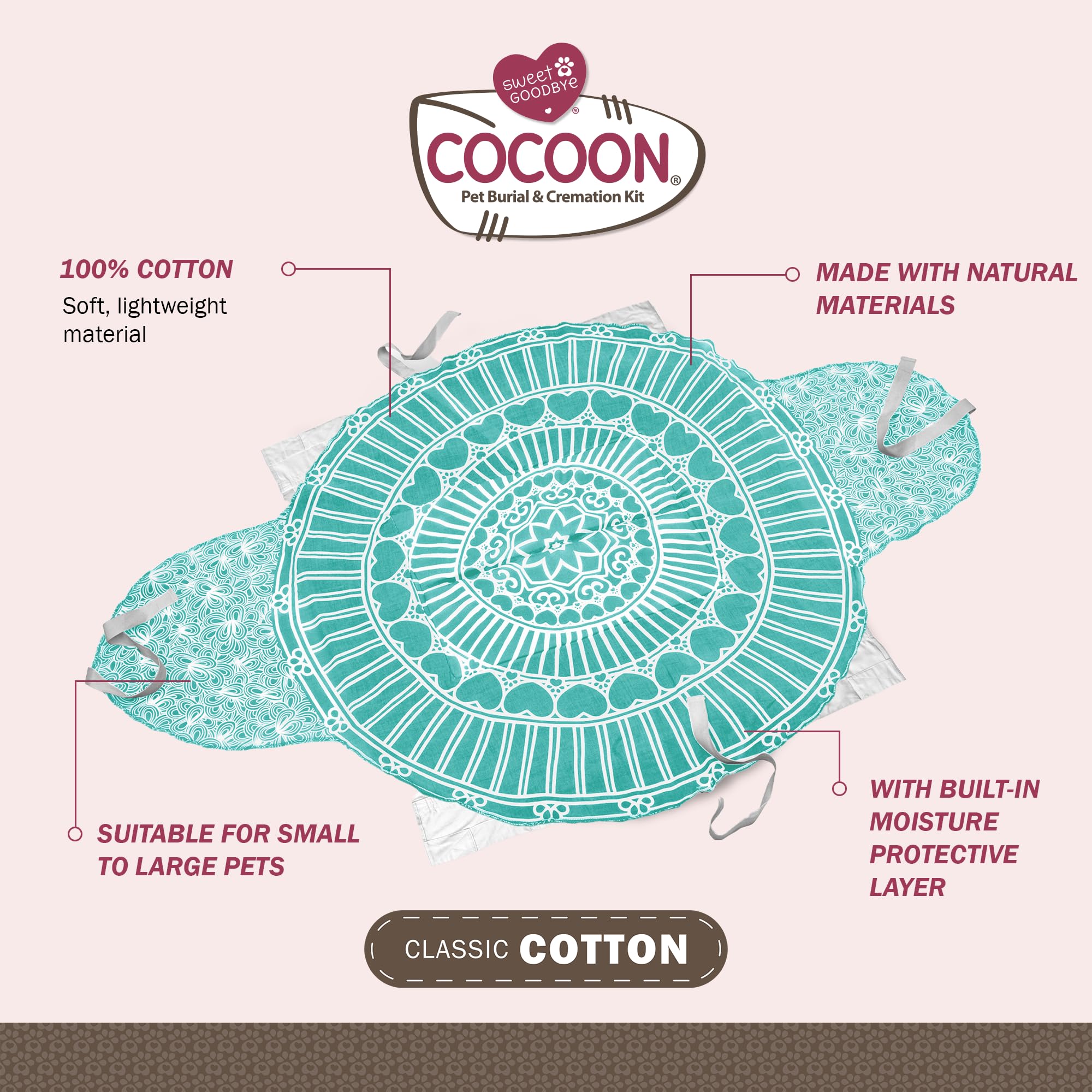 Sweet Goodbye Cocoon soft cotton shroud wrapped pet for gentle farewell