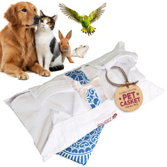 Sweet Goodbye Cocoon XXS white-LtBlue compact casket for tiny pets
