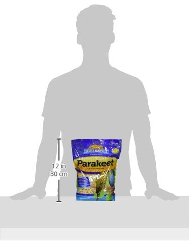 Sweet Harvest canary grass seed image emphasizes digestive-friendly fiber for parakeets.