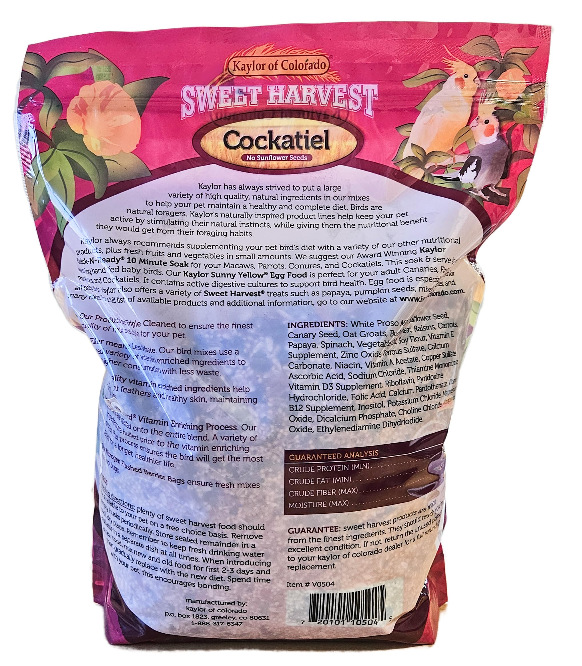 Sweet Harvest cockatiel seed mix bowl ready for easy daily servings.