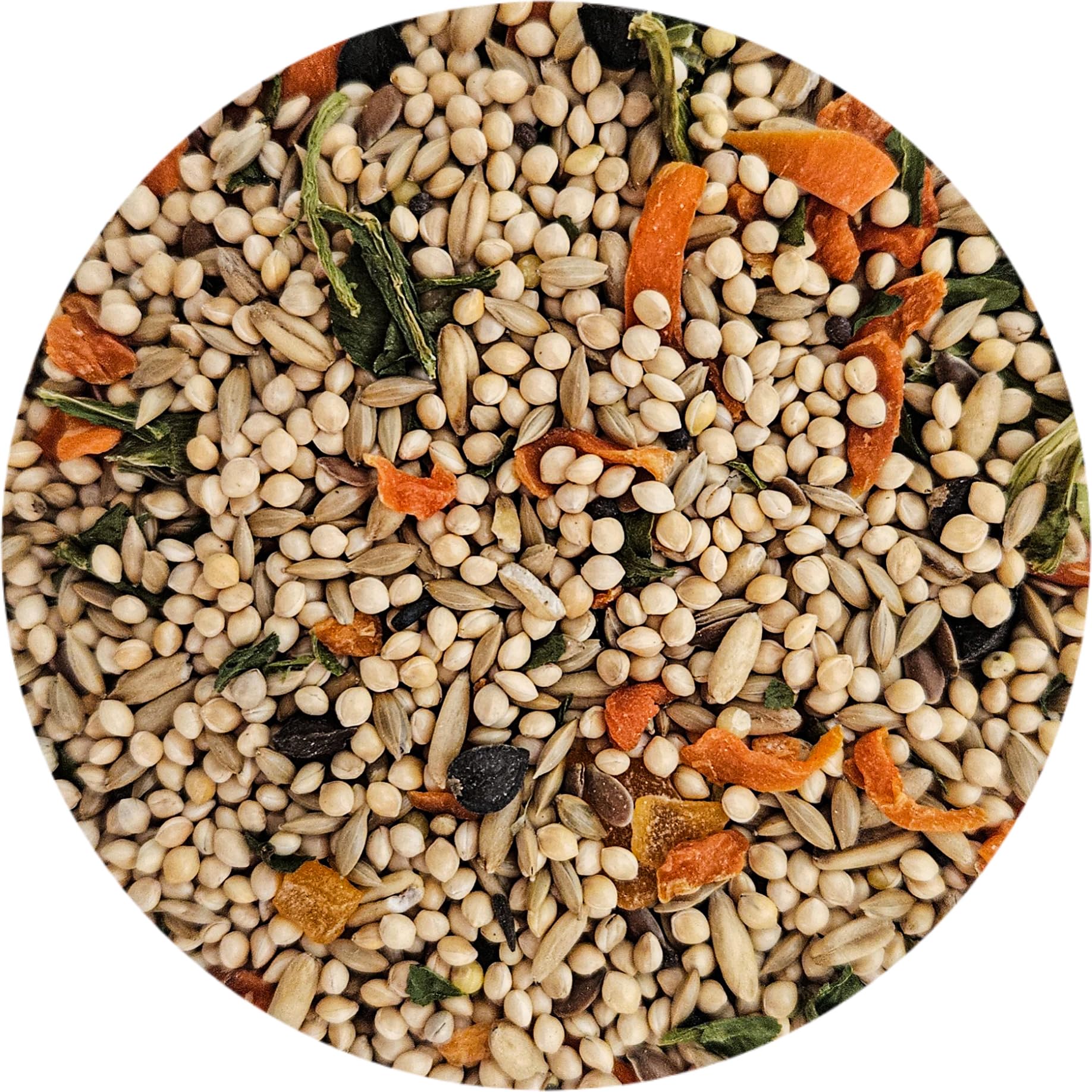 Sweet Harvest dehydrated carrots and spinach show colorful, vitamin-rich mix for variety.