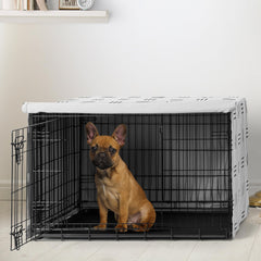 Sweet Jojo Designs dog crate cover boho front view reduces light and distractions.