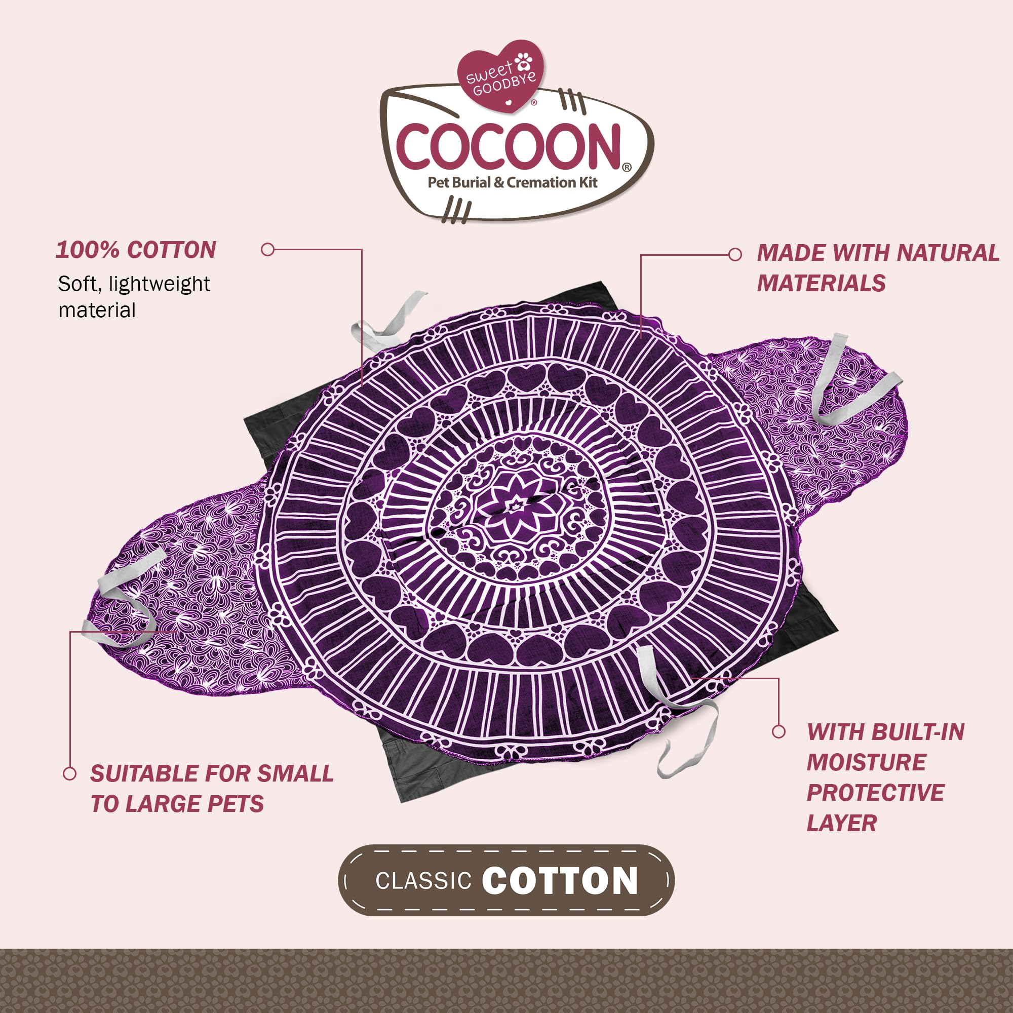 Sweet Goodbye soft cotton shroud close-up shows gentle wrapping.