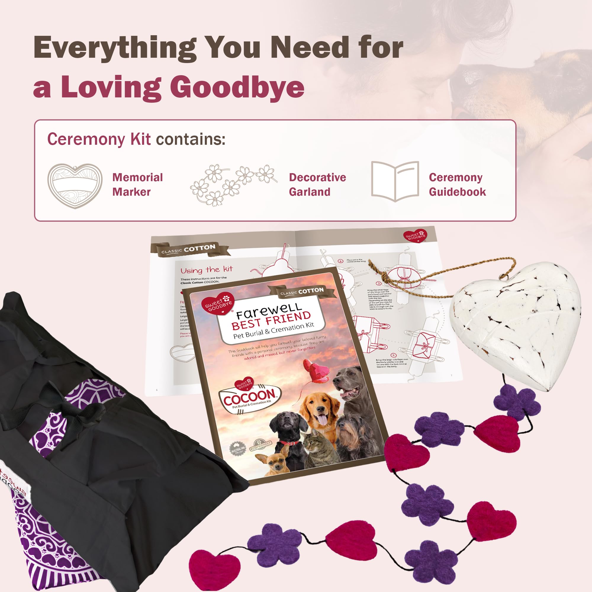 Sweet Goodbye coffin pocket shows space for a keepsake or toy.