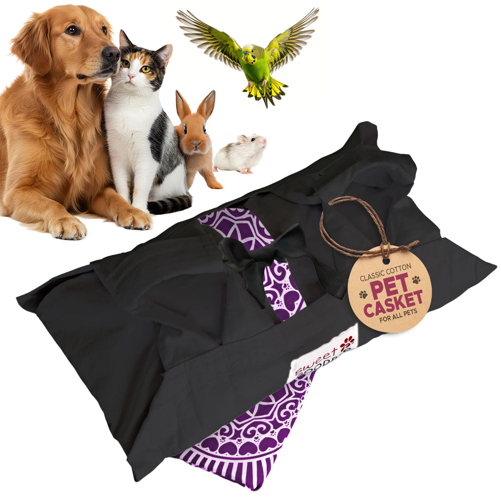 Sweet Goodbye Cocoon XXS coffin closed; compact size for tiny pets.
