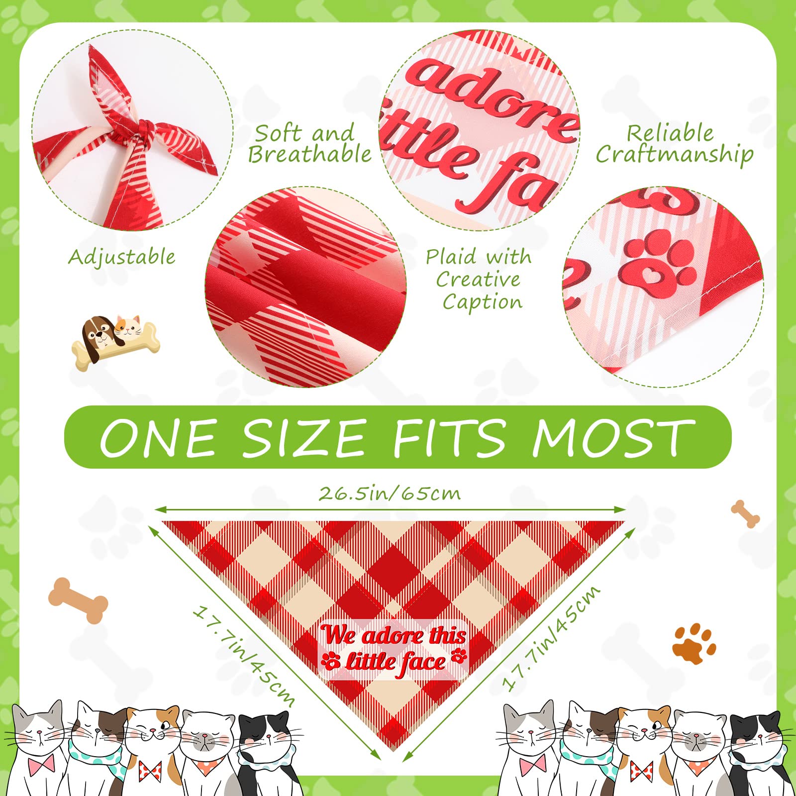 Sweetude adjustable dog bandanas size offers flexible fit for small to medium pets.