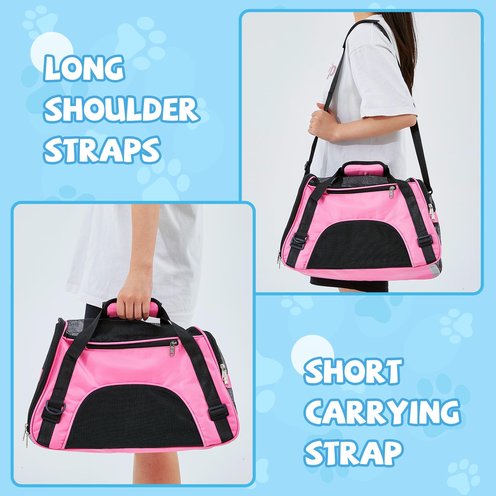 Sweetude cat carrier breathable mesh; promotes ventilation for pet comfort.