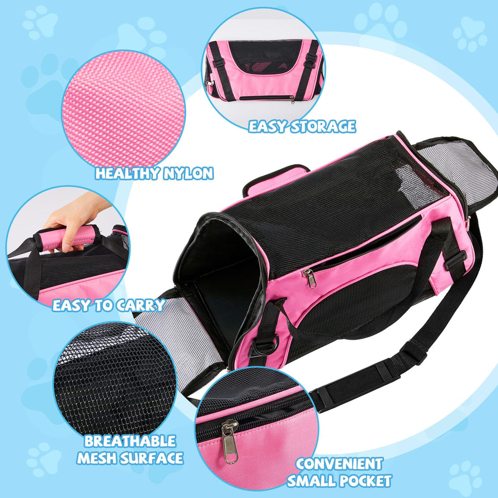 Sweetude cat carrier rose red side pocket; store treats and toys on the go.