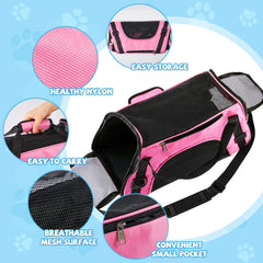 Sweetude cat carrier rose red side pocket; store treats and toys on the go.