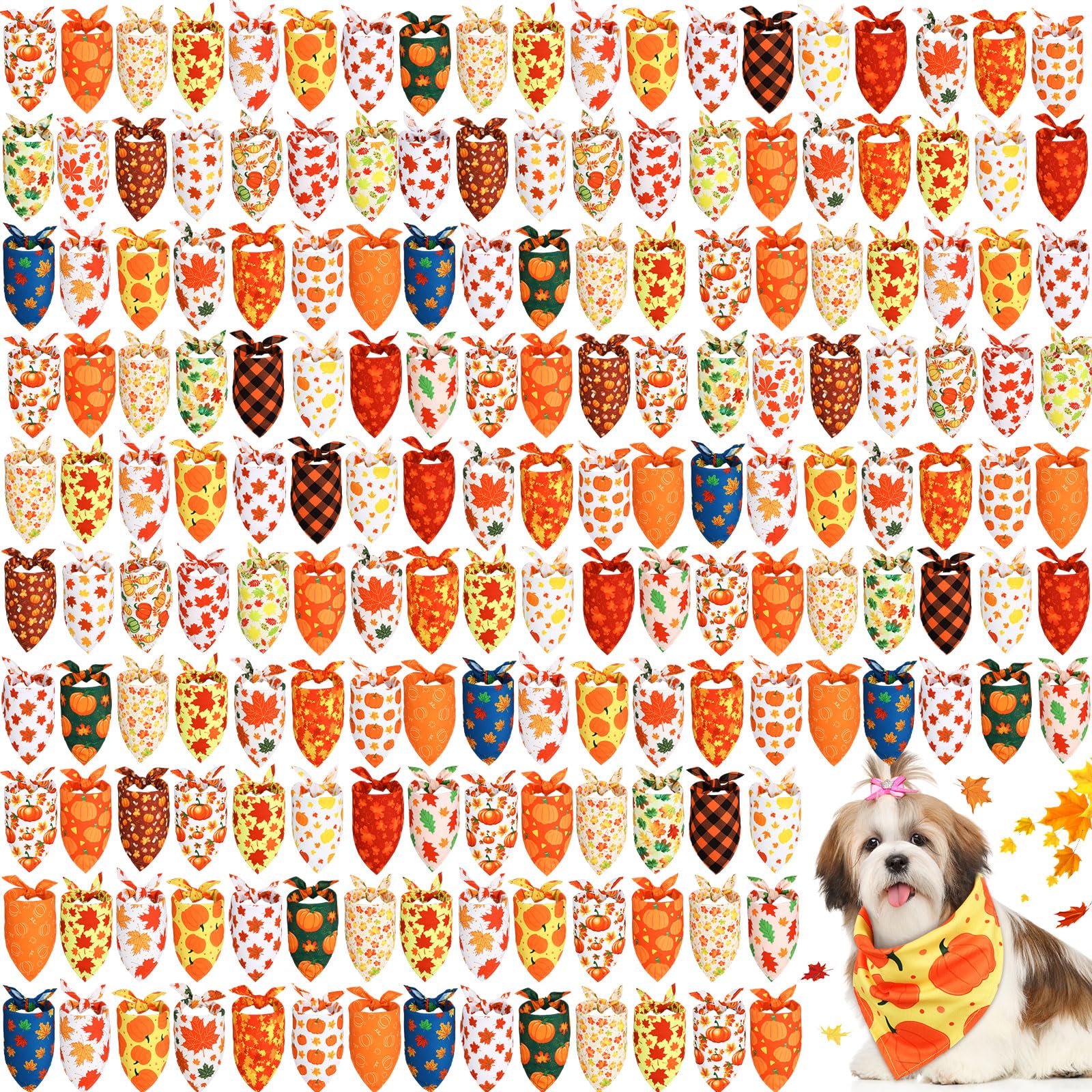 Sweetude fall dog bandana with pumpkin pattern for festive photos and outfits