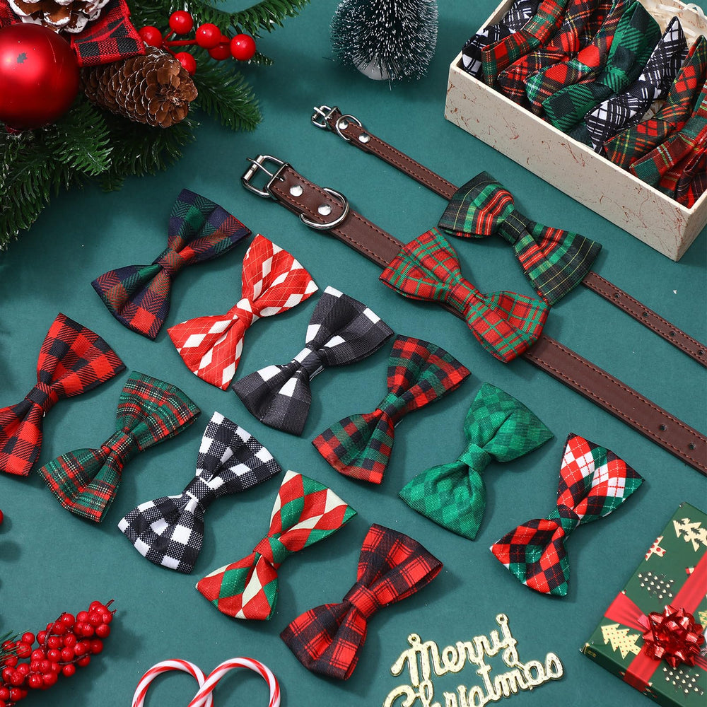 Sweetude plaid bows 9 cm size fits most pets and collars