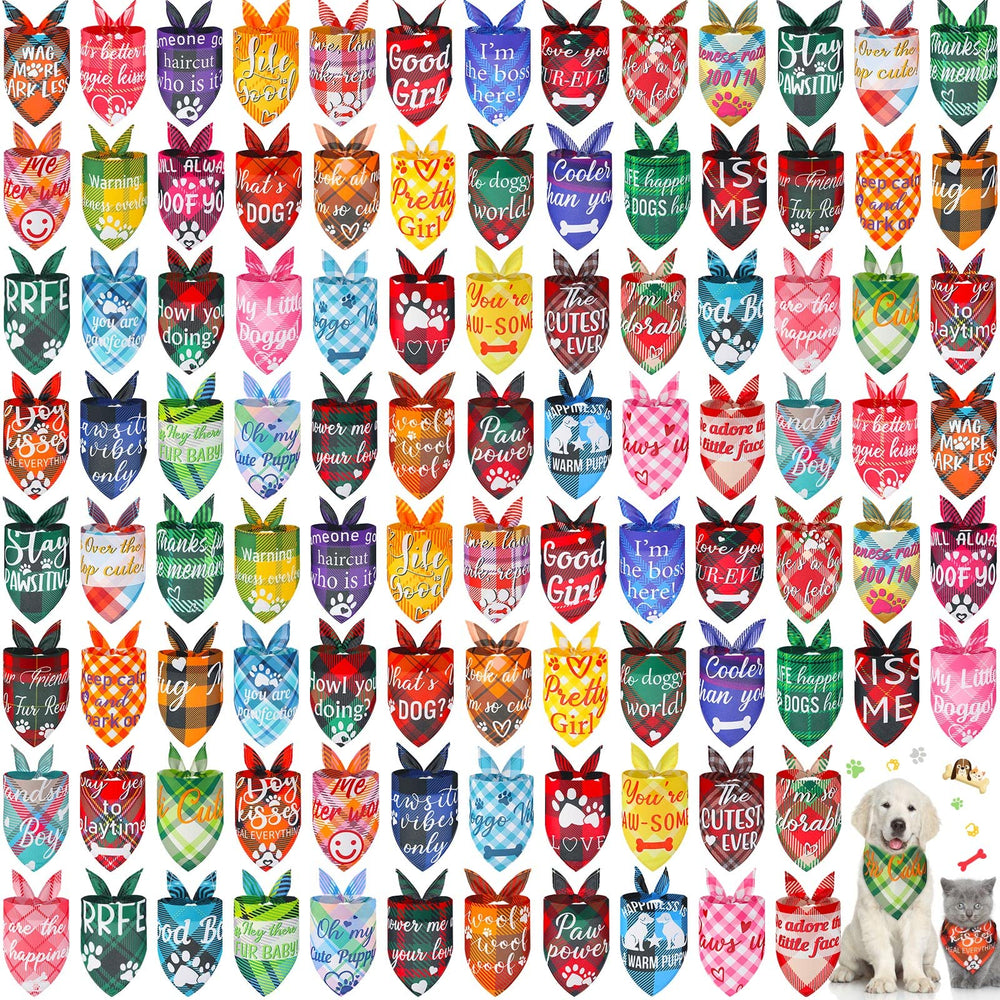 Sweetude plaid dog bandanas show varied styles for daily wear and pet photography.