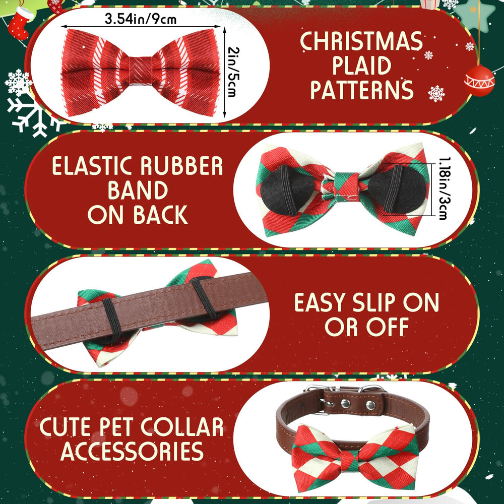 Sweetude winter plaid patterns dog bows shown on a collar for festive charm