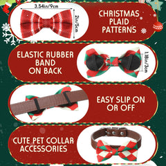 Sweetude winter plaid patterns dog bows shown on a collar for festive charm