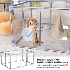 Swifthorse acrylic dog playpen easy-assembly design enables quick setup in any room.