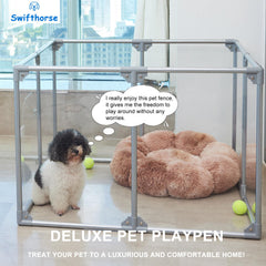 Swifthorse acrylic dog playpen stable 44 lb base keeps the enclosure steady.