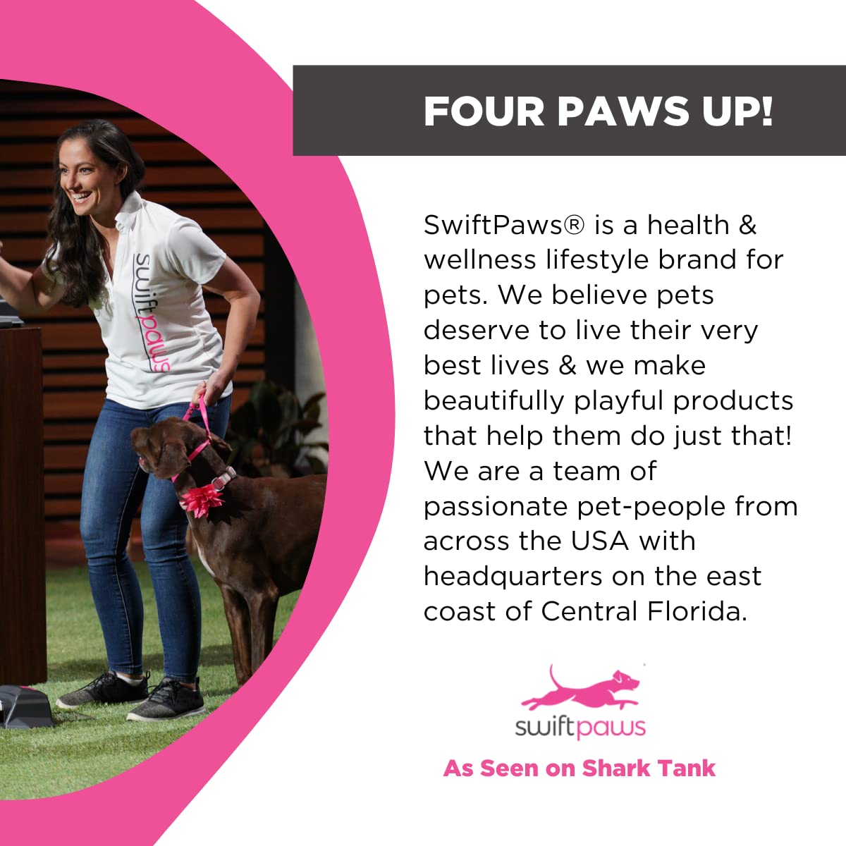 SwiftPaws stakes secure the setup on grass or dirt for stability