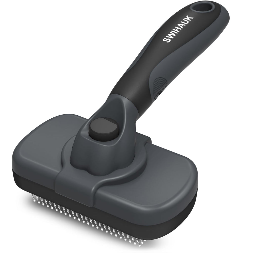 Swihauk self-cleaning slicker brush deshedding action for dogs and cats