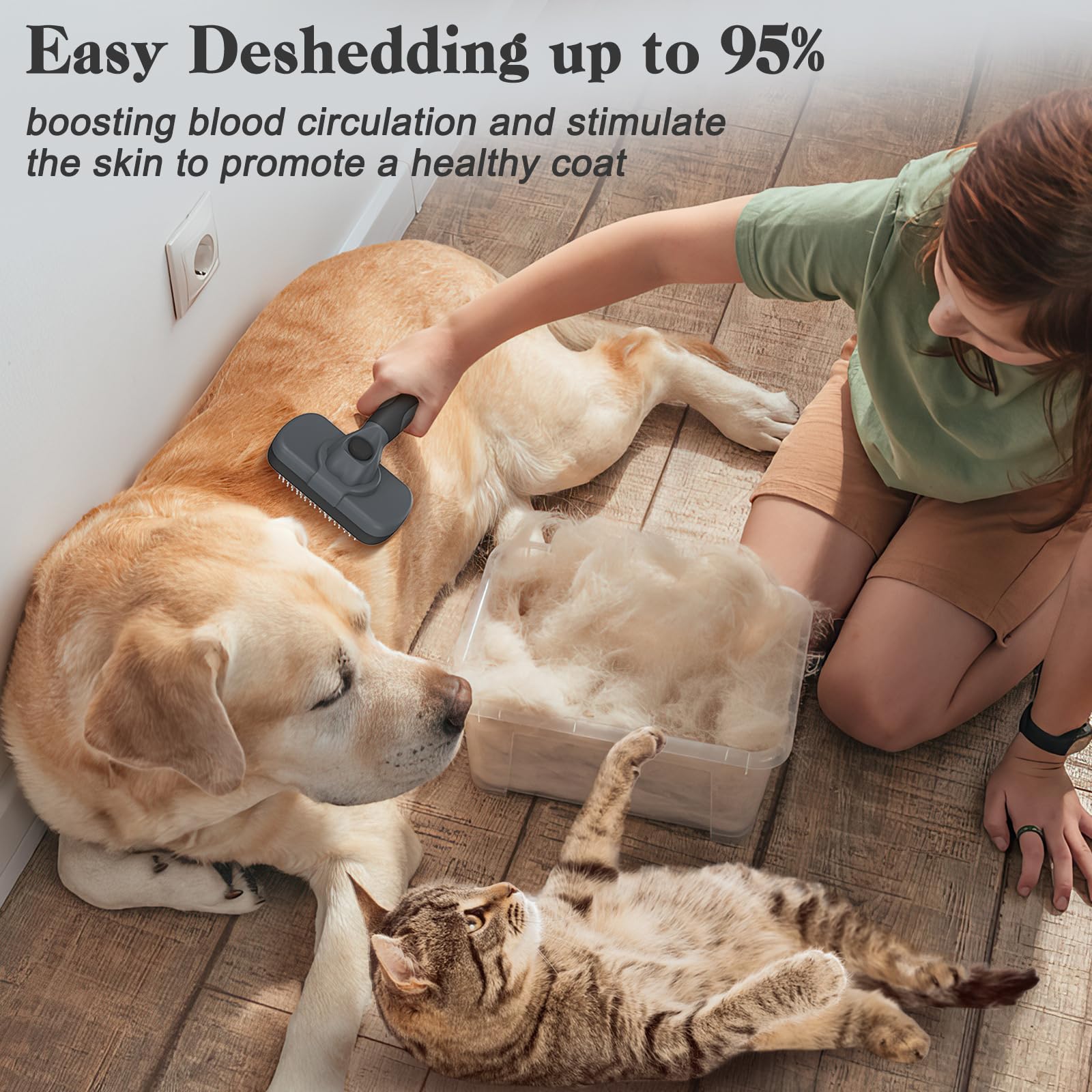 Ergonomic TPR handle on Swihauk slicker brush for comfortable grooming