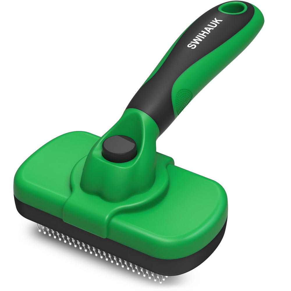 Swihauk self-cleaning slicker brush front view for easy shedding control
