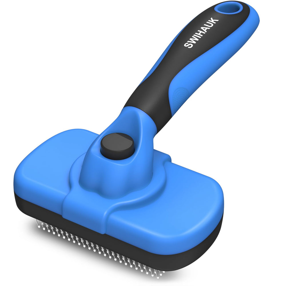 Swihauk self-cleaning slicker brush release bottom for easy shedding cleanup