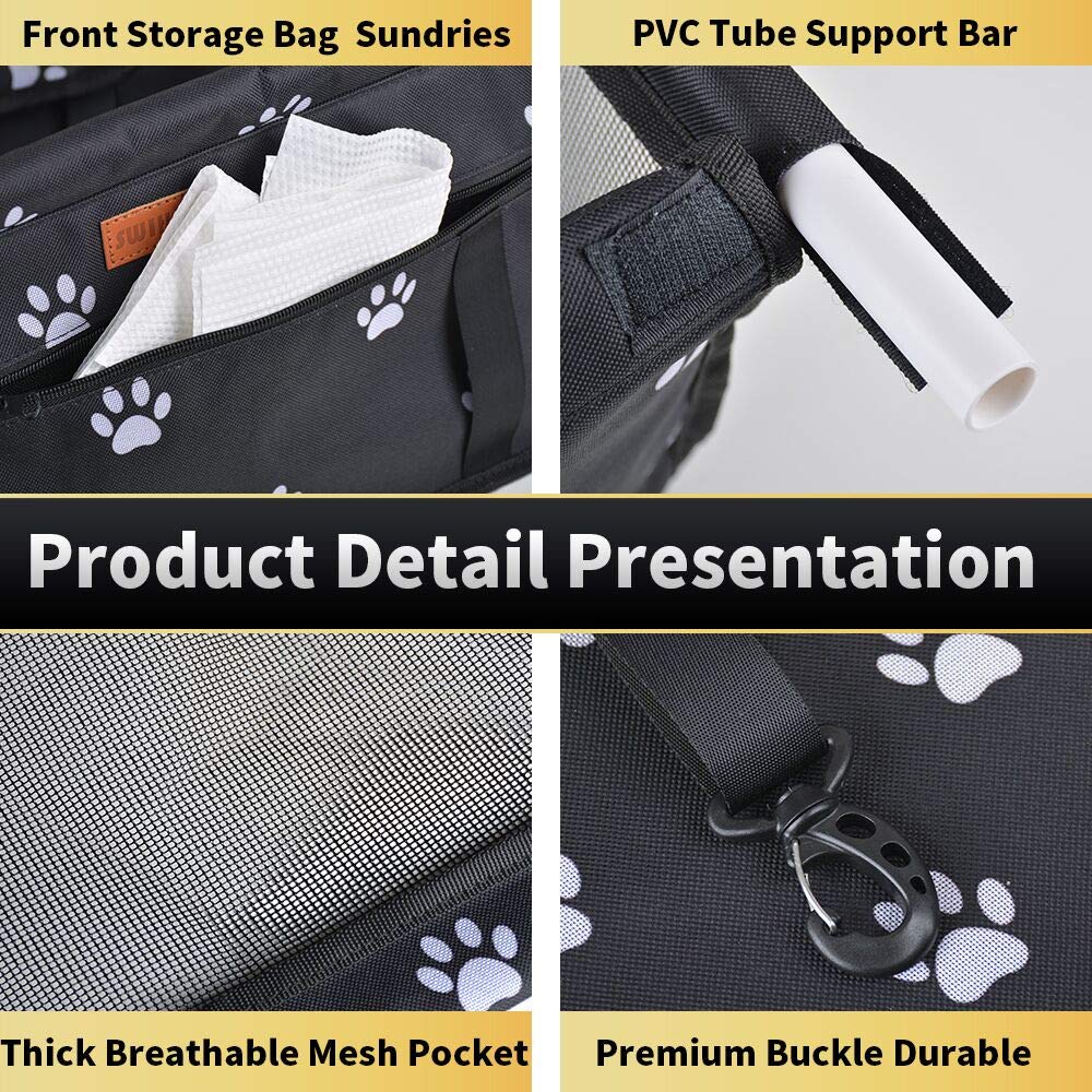 SWIHELP dog car seat dimensions 40x32x24 cm fit small pets comfortably inside.