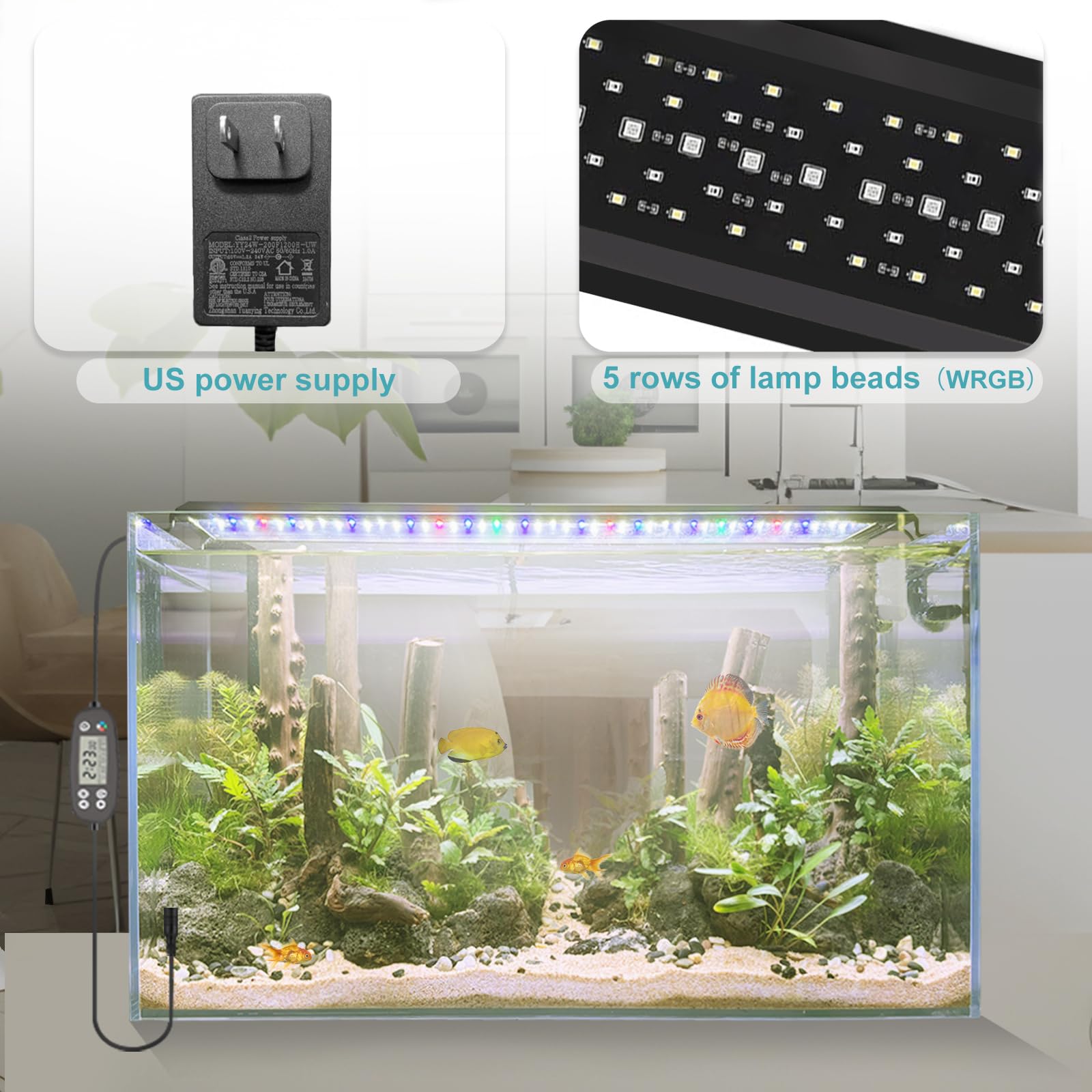 Switior 24/7 LED aquarium light fits 36-42 inch tanks with full illumination