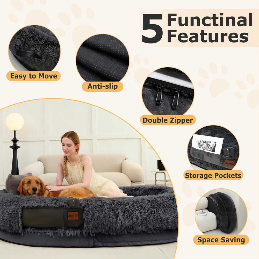 SWITTE bed includes bonus blanket and pillow for extra coziness.