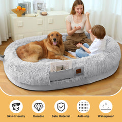 SWITTE human dog bed plush faux fur adds cozy style